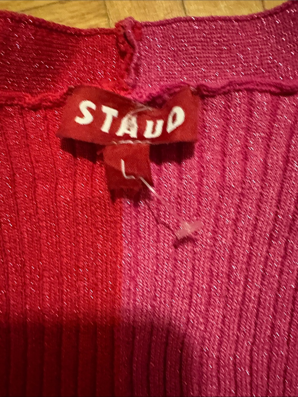 Staud Two-Tone Pink & Fuchsia Long Button-Front Knit Dress - Picture 11 of 13